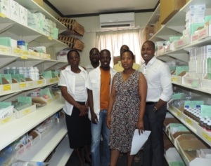 Thabang Segolela leads a team to check on medicines management at one of the adopted clinics in Limpopo.  Photo: B. Phiri, SIAPS. 